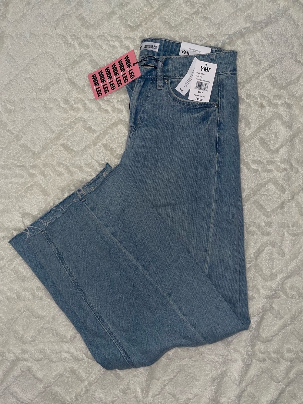 YMI Women's Wide Leg Jeans in Light Blue Wash